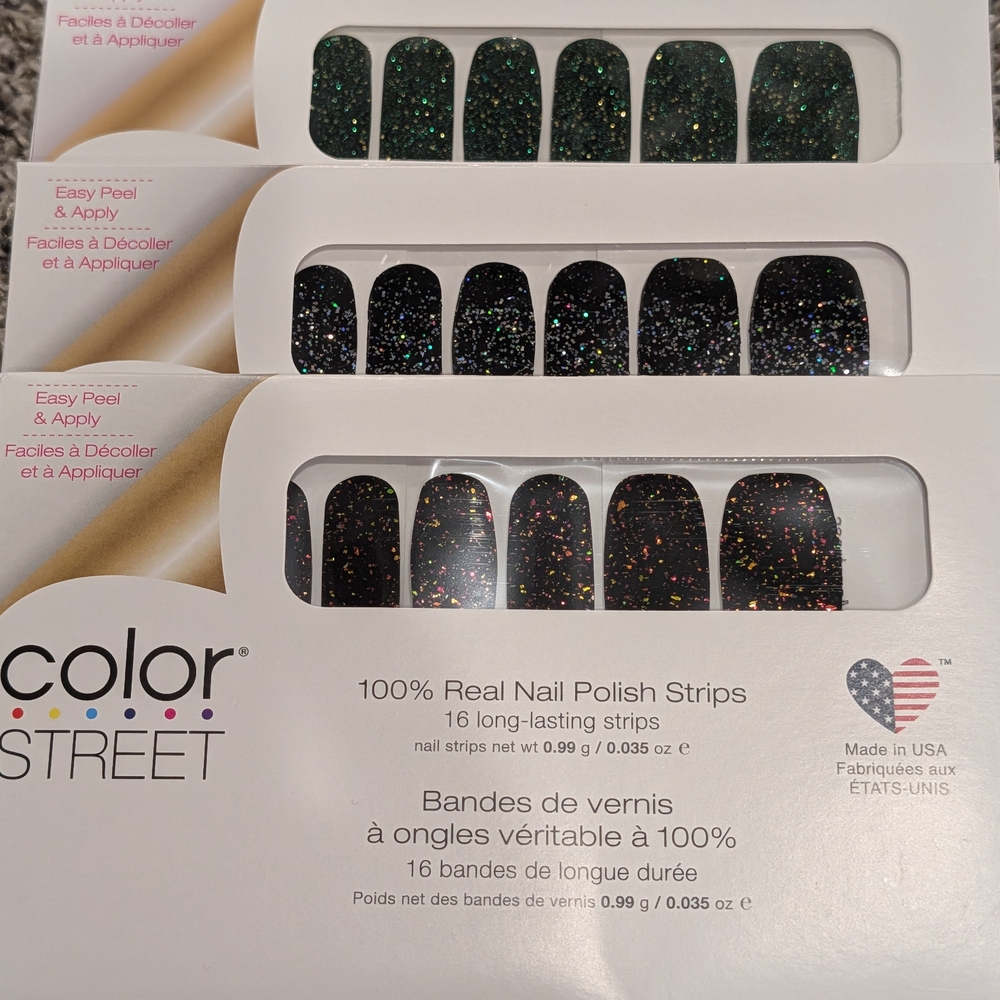 Color Street Glittering Black Nail Strips